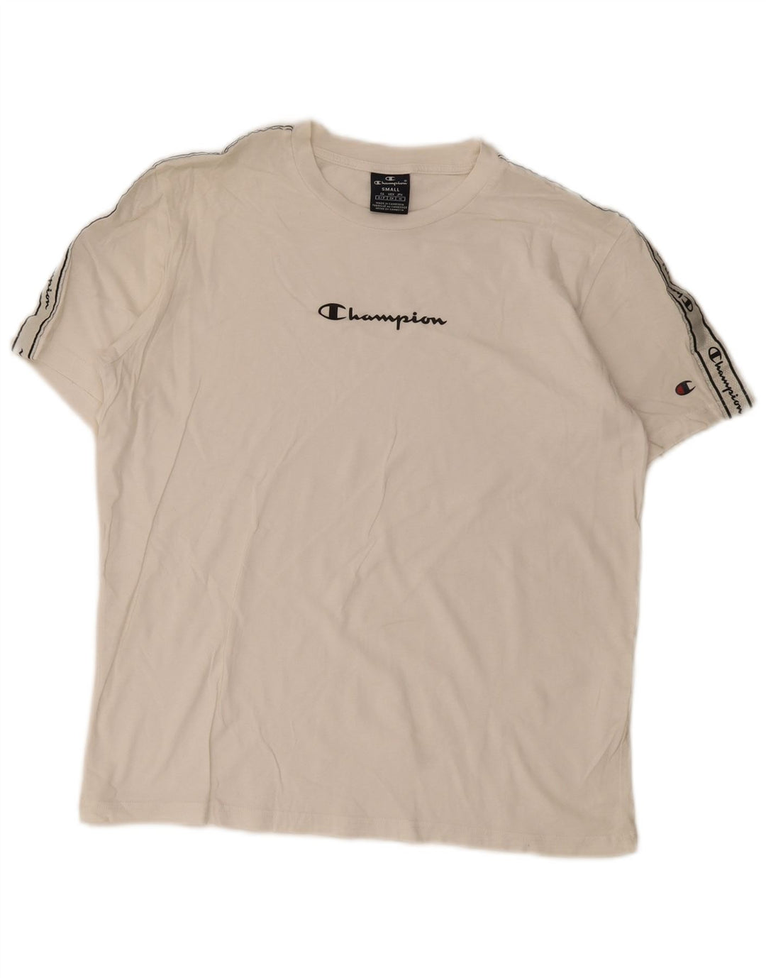 Męski T-shirt Champion z grafiką, mały, biały, z blokami kolorów