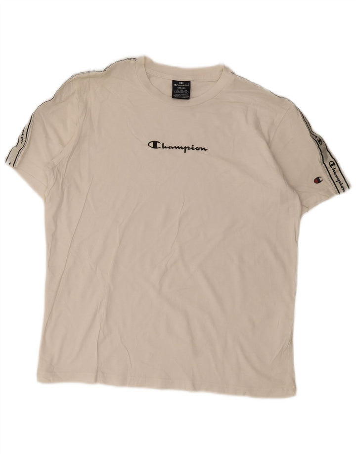 Męski T-shirt Champion z grafiką, mały, biały, z blokami kolorów