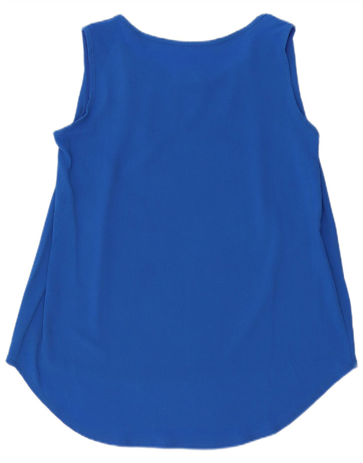 VINTAGE Womens Sleeveless Blouse Top UK 16 Large Blue