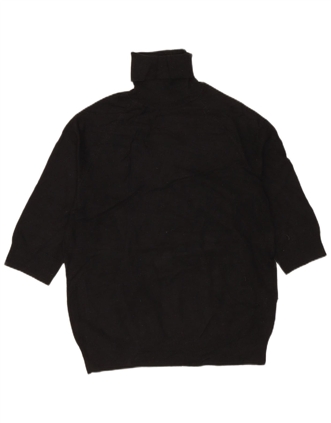 Damski sweter ZARA z okrągłym dekoltem i rękawami 3/4 UK 12, średni czarny wiskoza