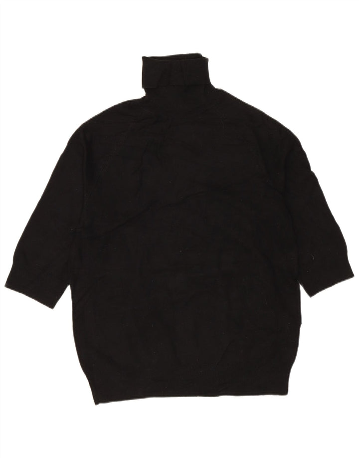 Damski sweter ZARA z okrągłym dekoltem i rękawami 3/4 UK 12, średni czarny wiskoza