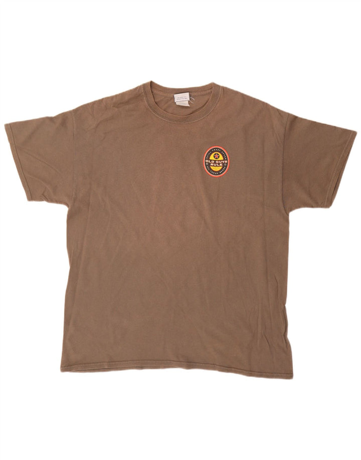 Męska koszulka z grafiką OLD GUYS RULE Top XL, brązowa, bawełniana