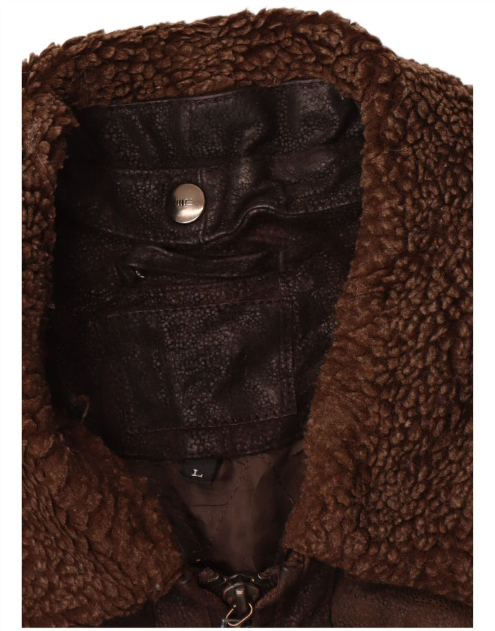 Vintage męska skórzana kurtka UK 40 duża brązowa skórzana klasyczna