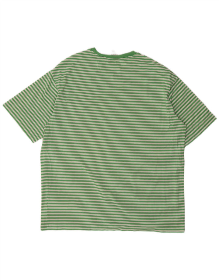 Cos Męski T-shirt Top, bawełniany, w średnie zielone paski