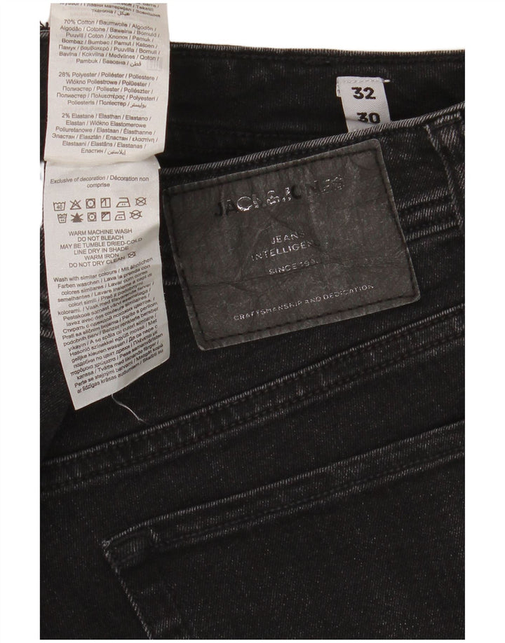 Męskie jeansy typu slim w trudnej sytuacji Jack & Jones W32 L30, czarna bawełna