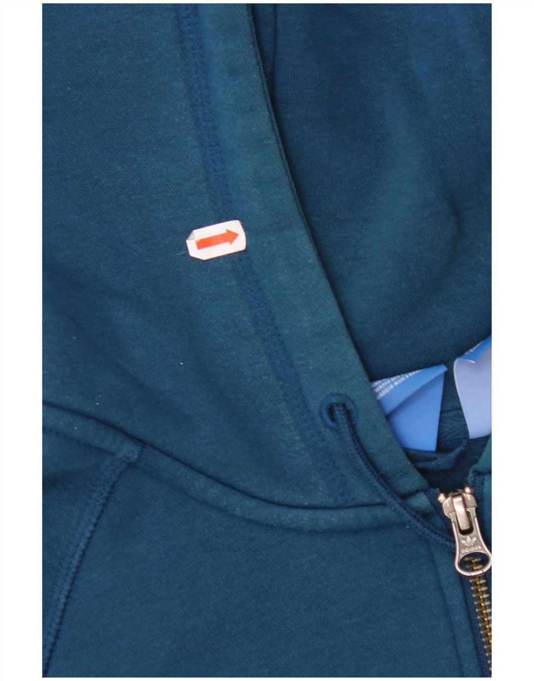 Damski sweter z kapturem i zamkiem błyskawicznym ADIDAS UK 10, mały, niebieski, bawełniany