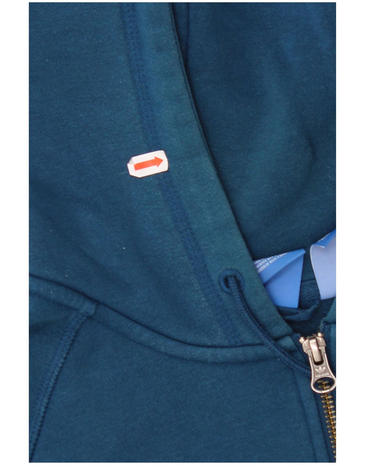 Damski sweter z kapturem i zamkiem błyskawicznym ADIDAS UK 10, mały, niebieski, bawełniany