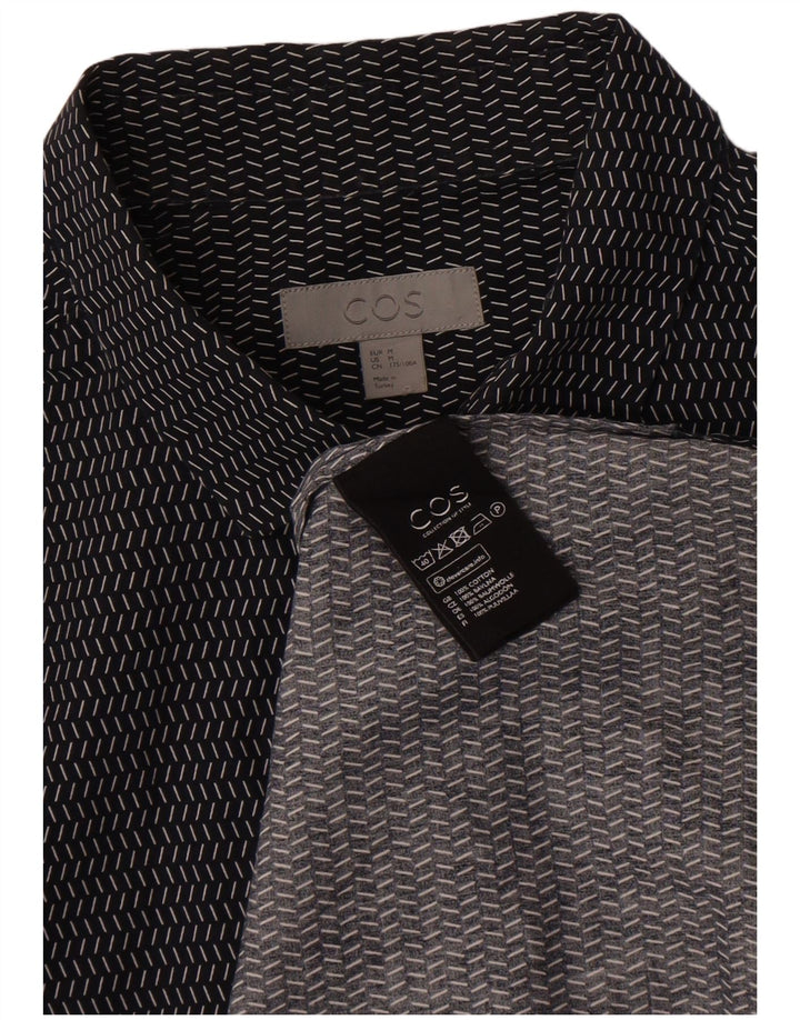 Cos Męska koszula pulowerowa z krótkim rękawem, średnia, granatowa, bawełniana w cętki