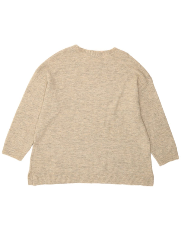 Damski sweter Monsoon z graficznym dekoltem w łódkę UK 20 2XL Beżowy Akryl