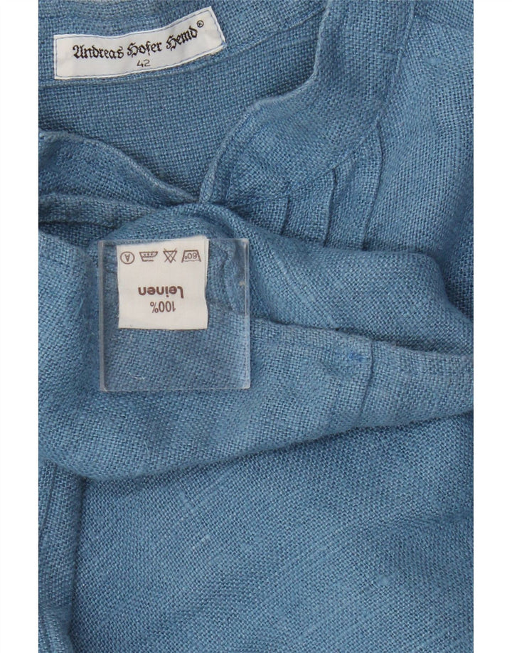 Vintage damska bluzka oversize z długim rękawem Top EU 42, duża niebieska pościel