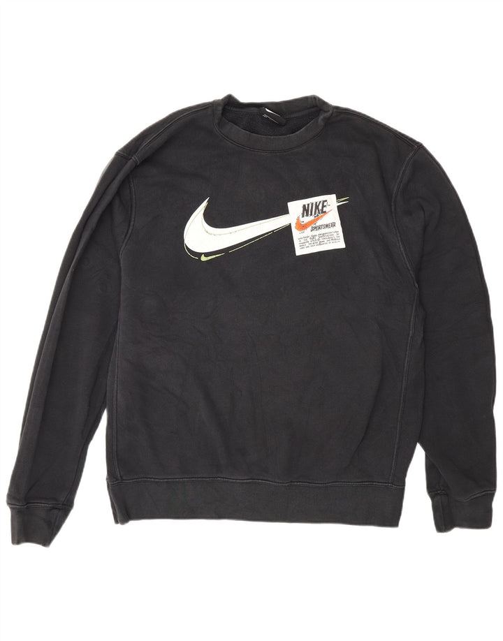 Męski sweter z grafiką Nike, średni czarny, bawełniany