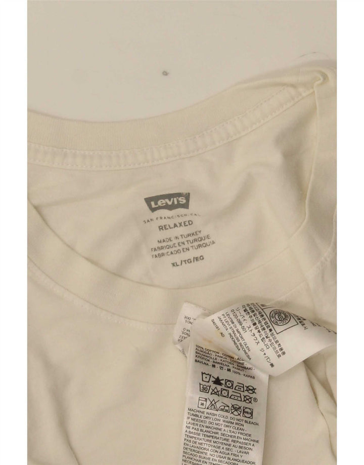 Męski T-shirt z grafiką Levi's, góra XL, biała bawełna