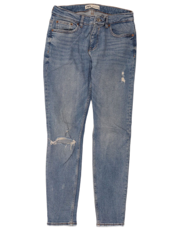Damskie jeansy rurkowe Zara w trudnej sytuacji EU 40 Medium W30 L28 Niebieskie