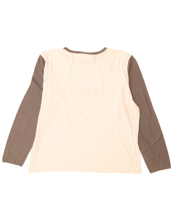 Męska koszulka Puma z grafiką, długim rękawem, XL, biała, bawełniana w bloki kolorów