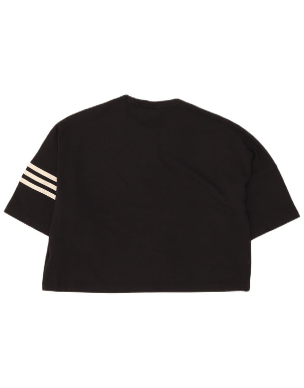 Damska koszulka Adidas Crop Top UK 16, duża, czarna bawełna