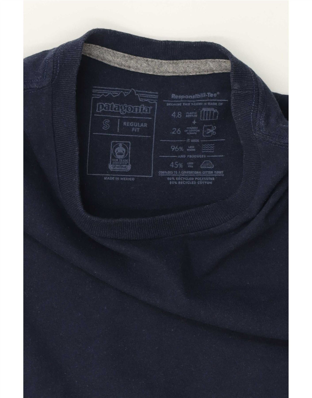 Męski T-shirt z grafiką Patagonia o regularnym kroju, mały, granatowy, poliester