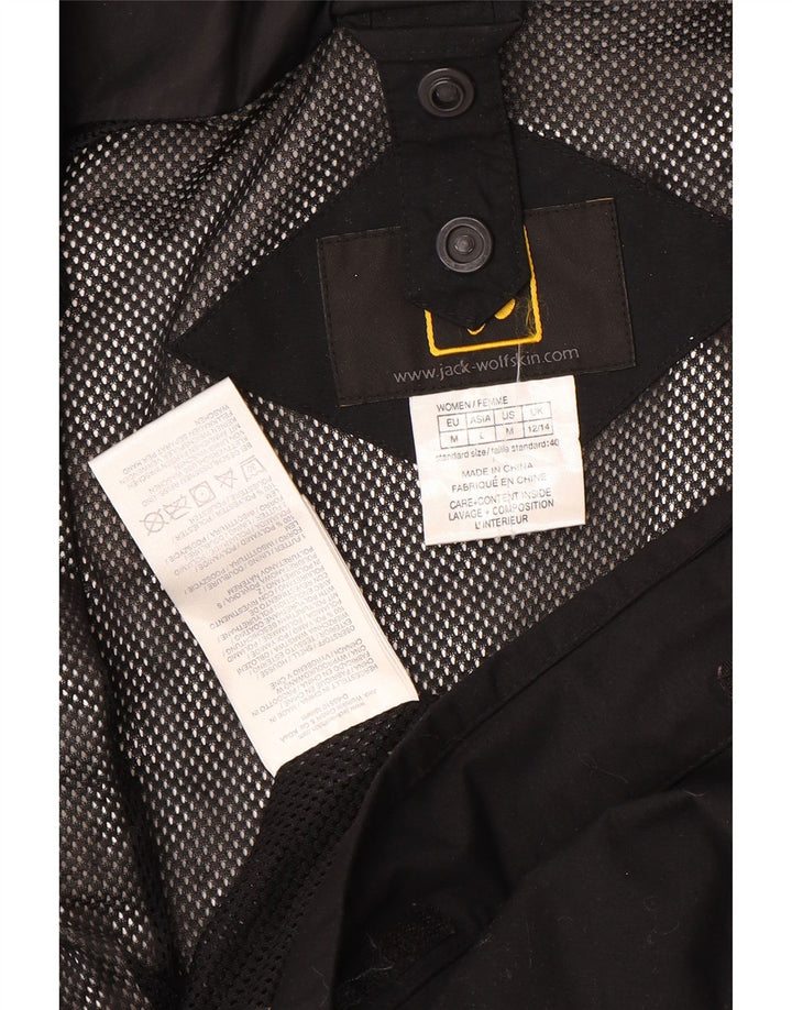 Damska kurtka przeciwdeszczowa Jack Wolfskin z kapturem UK 12/14 Średni czarny poliamid