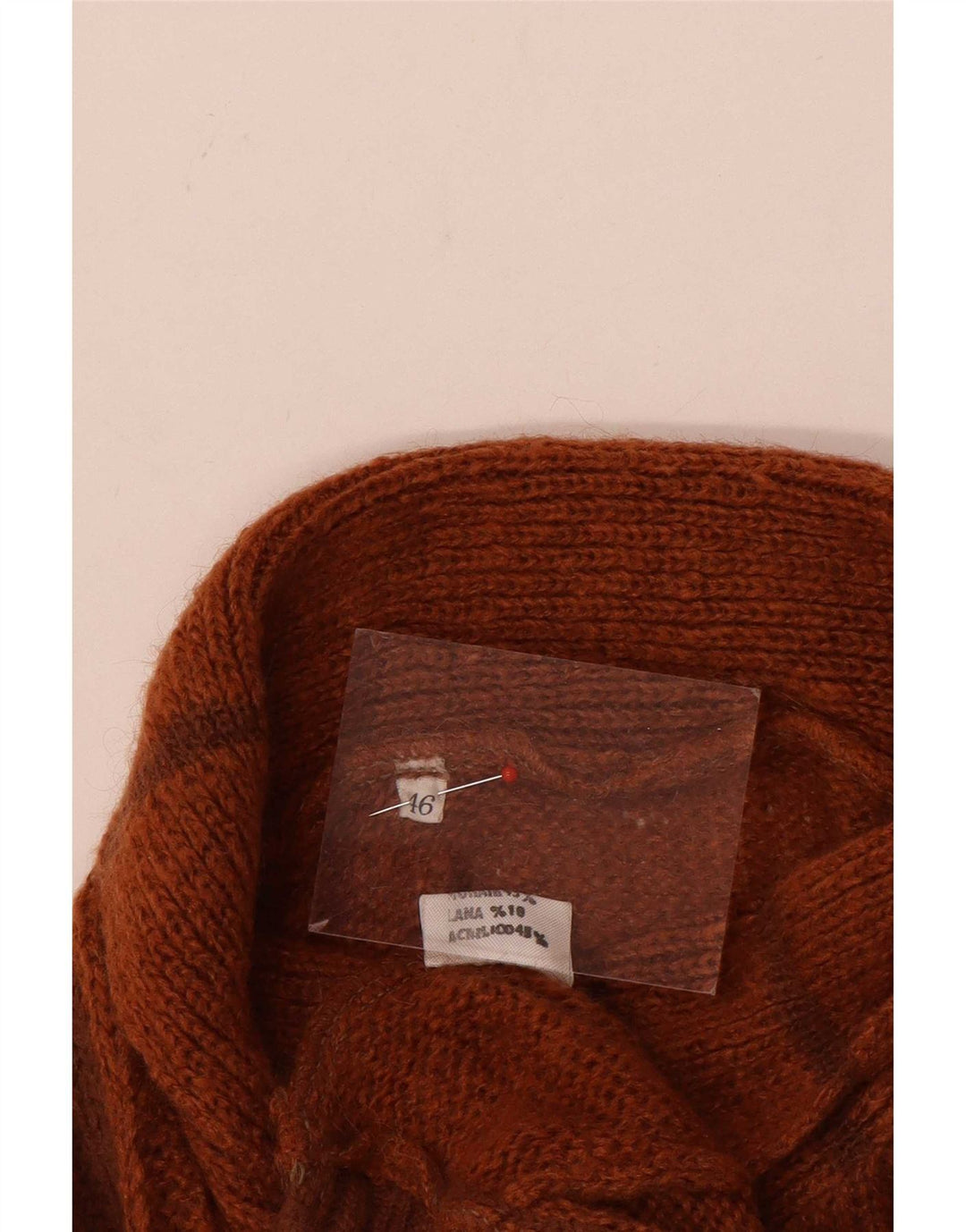 Vintage damski sweter z golfem IT 46, duży brązowy kolor