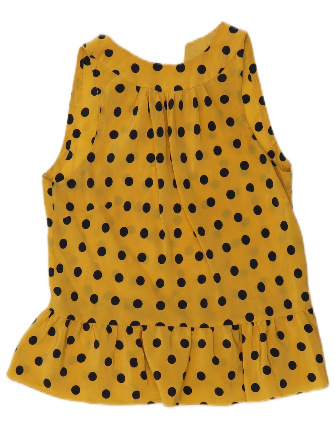 Damska bluzka bez rękawów w stylu vintage, top UK 10, mała żółta kropka
