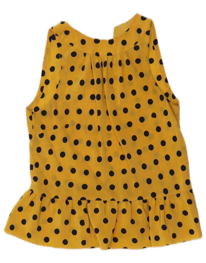 Damska bluzka bez rękawów w stylu vintage, top UK 10, mała żółta kropka