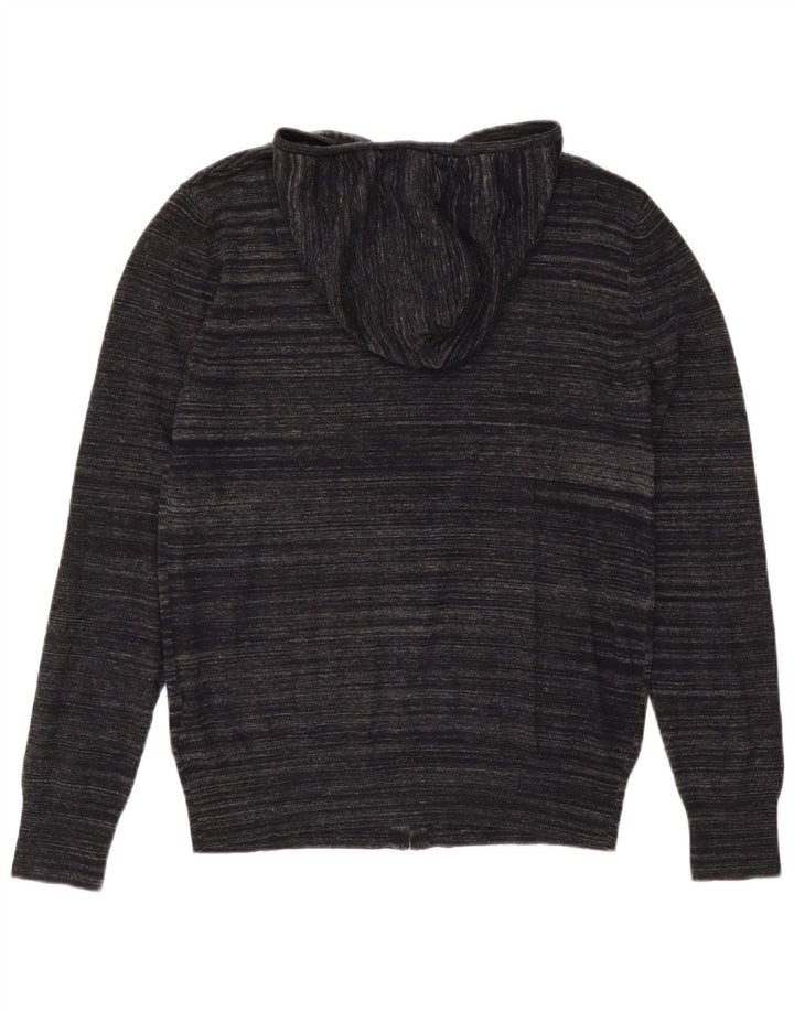 Męski sweter rozpinany All Saints z kapturem, średniej wielkości, czarny, bawełniany w prążki