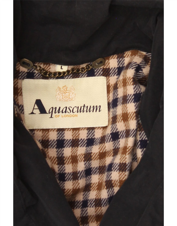 AQUASCUTUM Womens Overcoat UK 16 Large Navy Blue Vintage Aquascutum and Second-Hand Aquascutum from Messina Hembry 