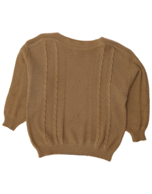 Vintage damski sweter oversize z dekoltem w łódkę EU 48 2XL brązowy