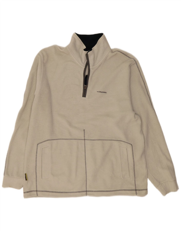 Męski sweter polarowy Diadora z zamkiem błyskawicznym 2XL w kolorze złamanej bieli, poliester