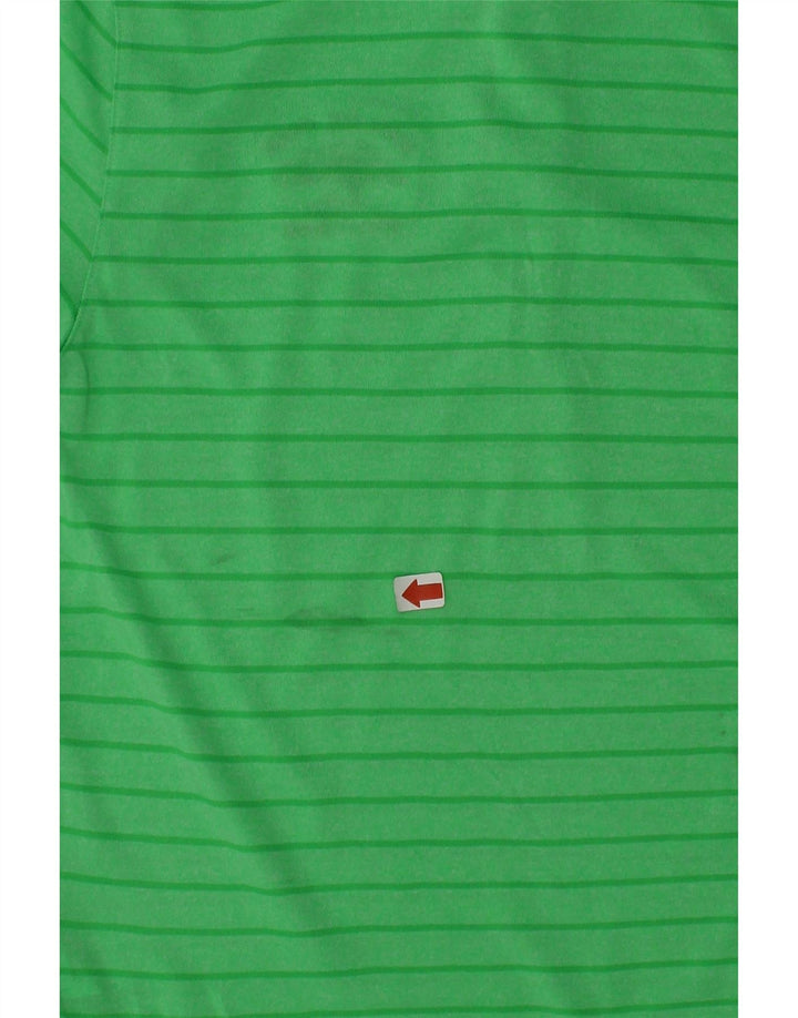 NIKE Boys Polo Shirt 7-8 Years Green Striped Polyester Vintage Nike and Second-Hand Nike from Messina Hembry 
