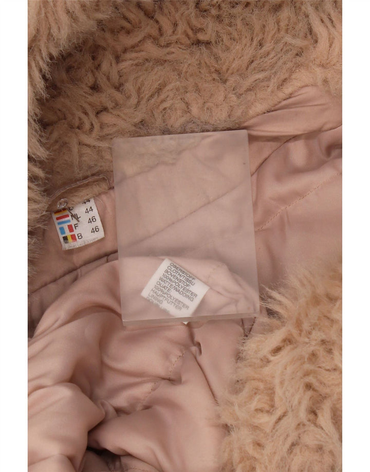 Vintage damski płaszcz z kapturem oversize IT 46 XL różowy poliester