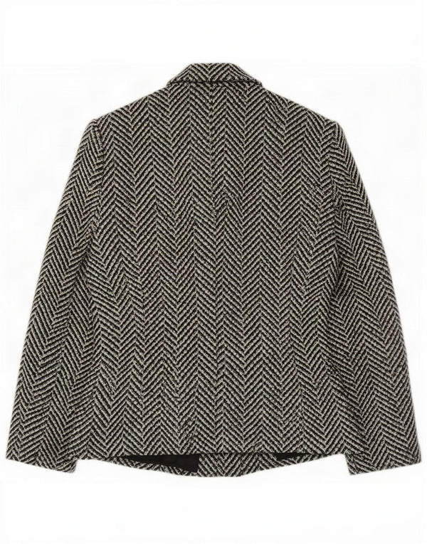 Vintage Womens 3 Button Blazer Jacket IT 42 Medium Black Herringbone