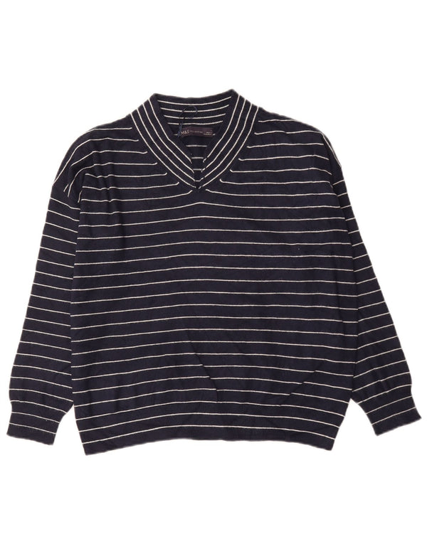 Marks & Spencer Damski sweter z dekoltem w kształcie litery V, UK 10, mały, granatowy