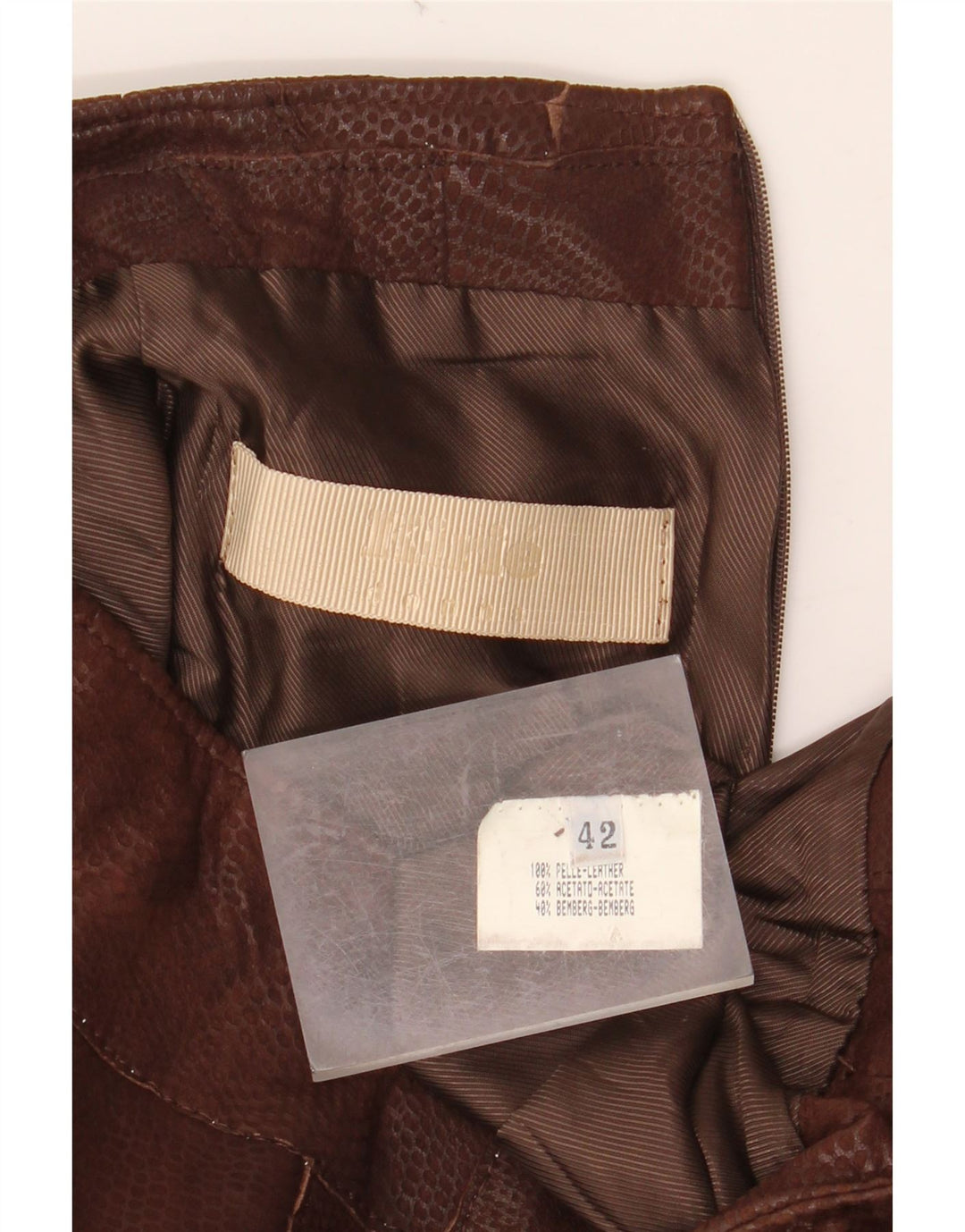 Damska skórzana spódnica VINTAGE IT 42 Medium W30 Brązowa skóra z nadrukiem zwierzęcym