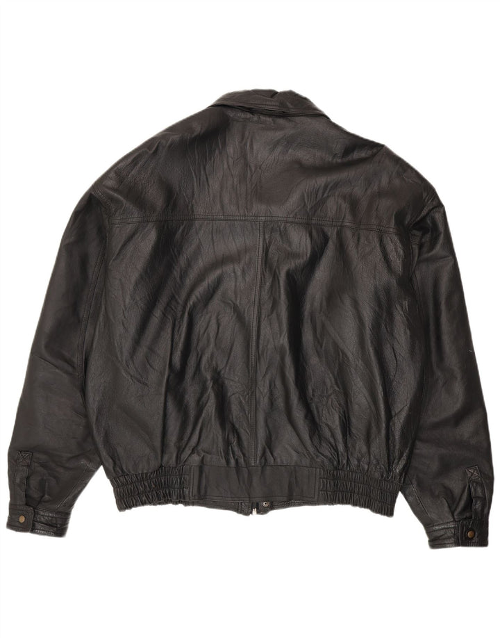 Vintage męska skórzana kurtka UK 44 2XL czarna skóra