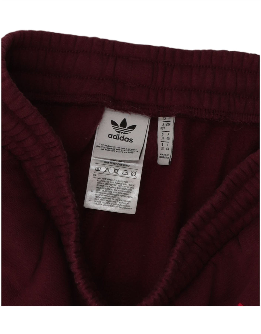 Damskie spodnie dresowe ADIDAS z grafiką Joggers UK 12 Medium Burgund