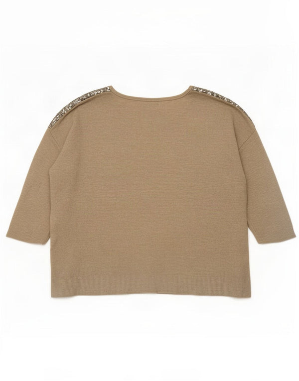 Marks & Spencer Damski cekinowy top z rękawem 3/4, UK 18 XL, złota wiskoza