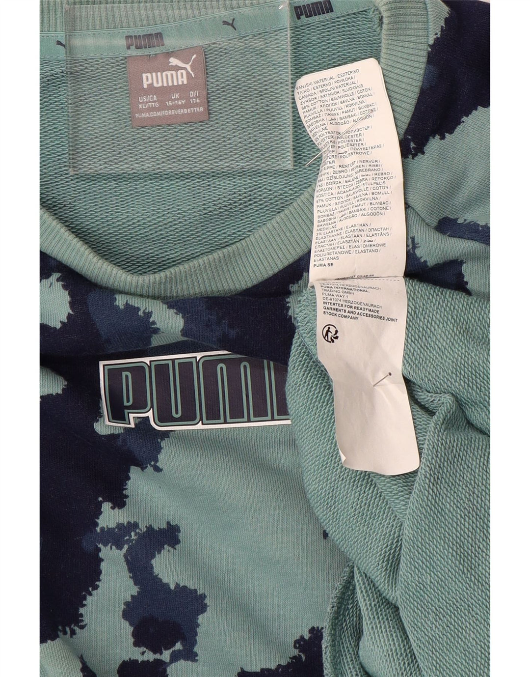 Bluza chłopięca PUMA, 15-16 lat, turkusowy, kamuflaż, poliester