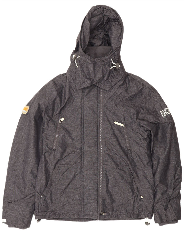 SUPERDRY Męska kurtka wiatrówka z kapturem Windhiker UK 42 XL, szary nylon