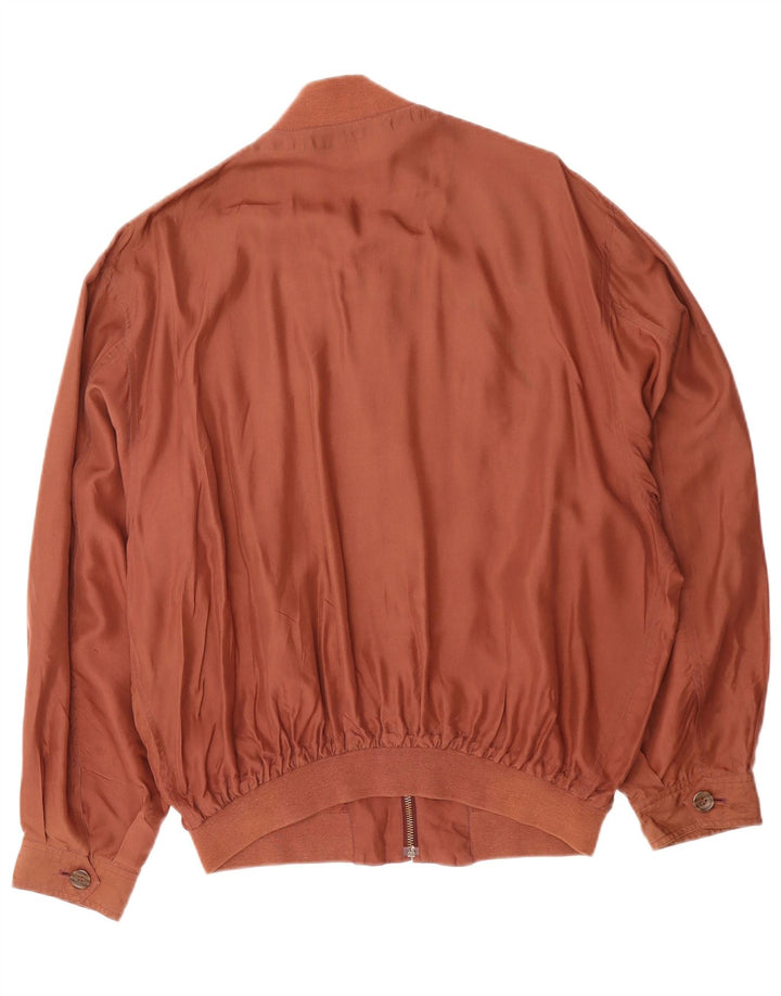 Męska kurtka bomberka VINTAGE UK 40, duża, brązowa, jedwabna