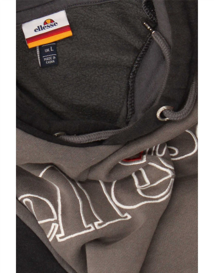 Męski sweter z kapturem Ellesse z grafiką, duży, szary, z blokami kolorów