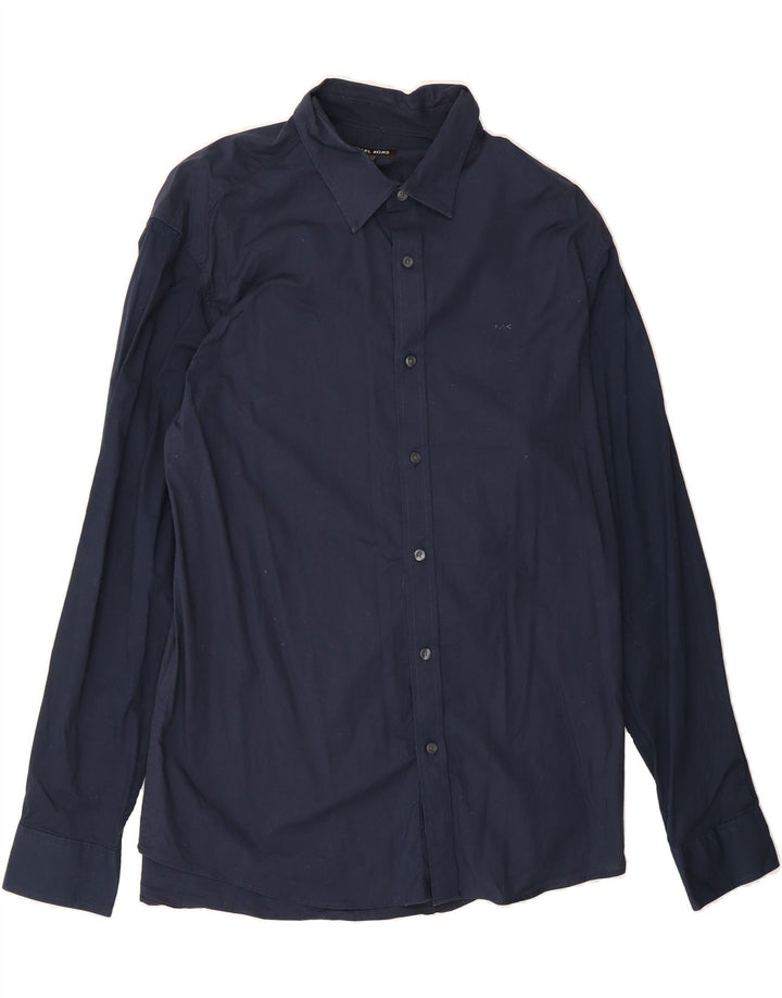MICHAEL KORS Mens Classic Fit Shirt XL Navy Blue Cotton Vintage Michael Kors and Second-Hand Michael Kors from Messina Hembry 