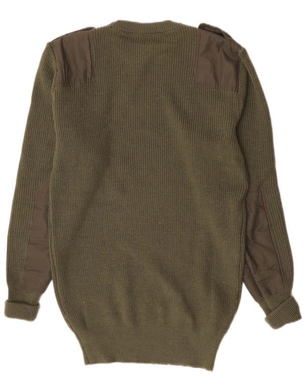 Vintage Mens Military Crew Neck Jumper Sweater IT 56 2XL Khaki Wool