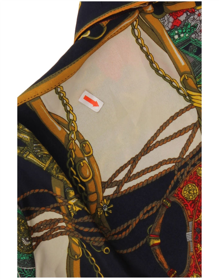 Damska bluzka koszulowa VINTAGE w abstrakcyjny wzór UK 14 Średnia wielobarwna