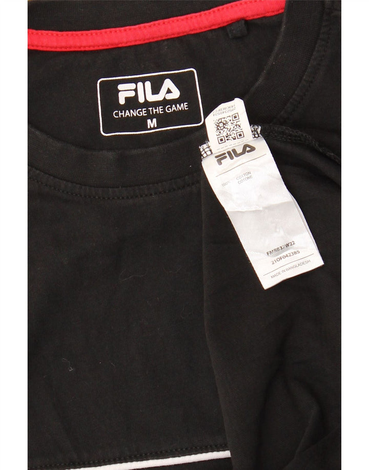 FILA Męski top z długim rękawem, średnio czarny, bawełniany