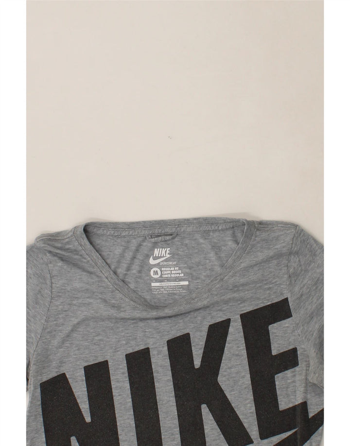 NIKE Womens Regular Fit Graphic T-Shirt Top UK 12 Medium Grey Cotton Vintage Nike and Second-Hand Nike from Messina Hembry 