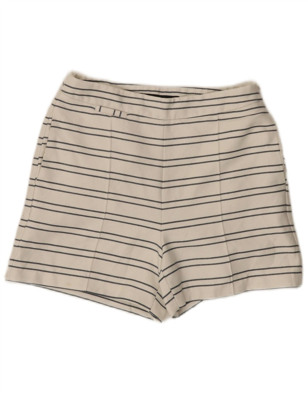 Damskie spodenki chino z wysokim stanem Zara, małe W26, poliester w białe paski