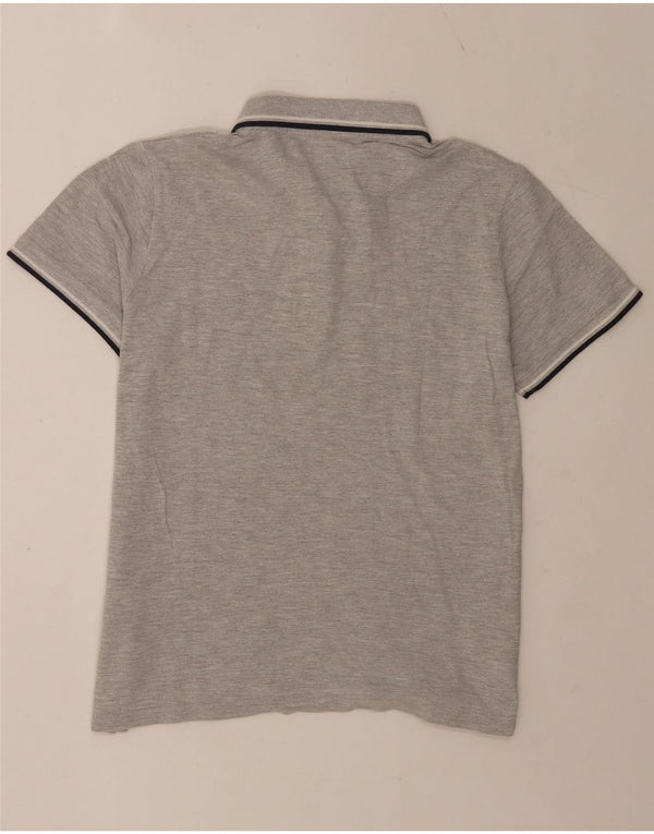 Enrico Coveri Mens Polo Shirt Medium Grey Striped Cotton