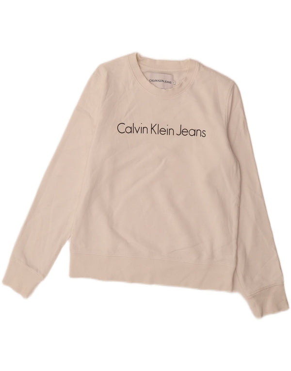 Damska bluza z grafiką Calvin Klein Jeans, UK 10, mała, biała