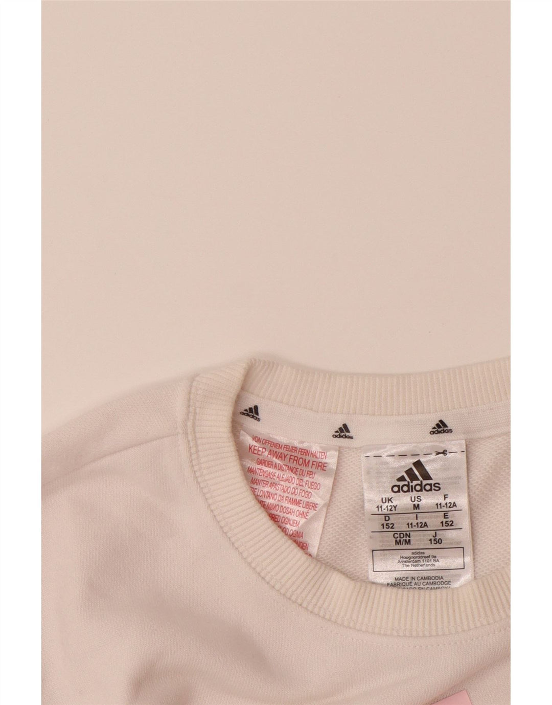 Dziewczęca bluza z grafiką ADIDAS, 11-12 lat, biała bawełna