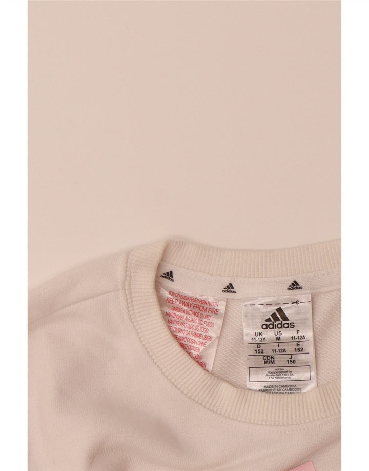 Dziewczęca bluza z grafiką ADIDAS, 11-12 lat, biała bawełna